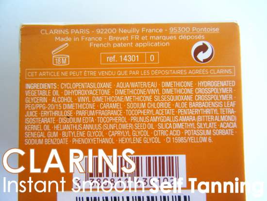 Clarins Instant Smooth Self Tanning ingredients