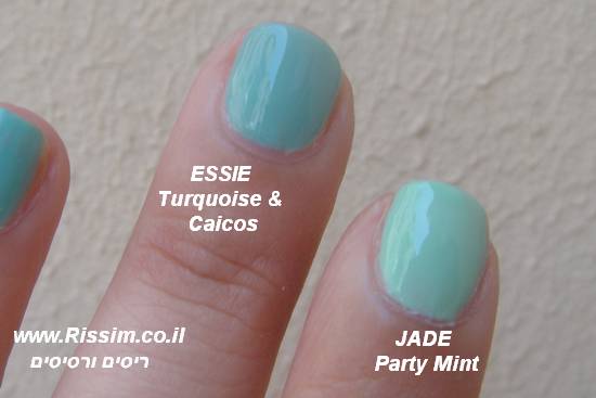 ESSIE Turquoise & Caicos מול Party mint של ג'ייד
