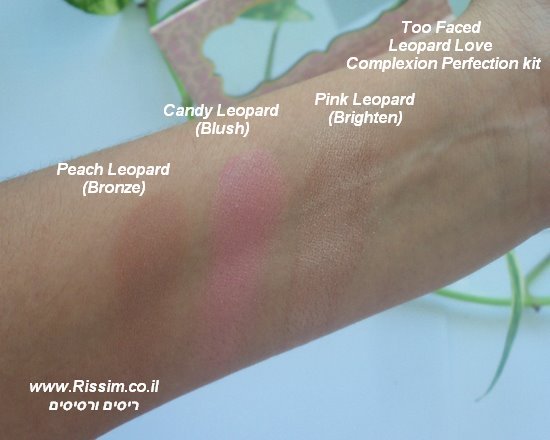Too Faced Leopard Love Complexion Perfection kit swatches