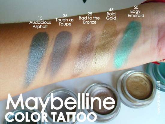 Maybeline Color Tattoo Cream Gel Eyeshadows swatches