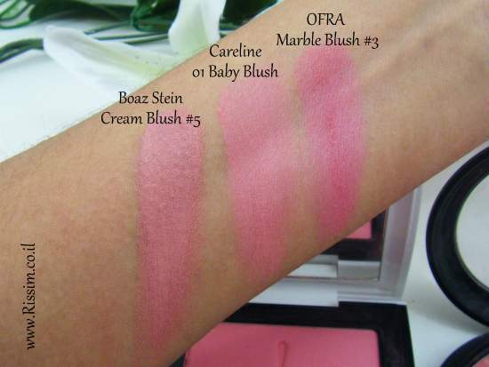 Careline Color Blush 01 Baby Blush swatches VS OFRA BOAZ STEIN