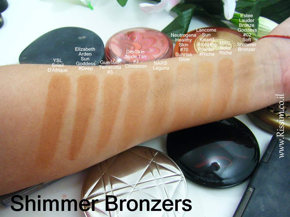 shimmer bronzers swatches 