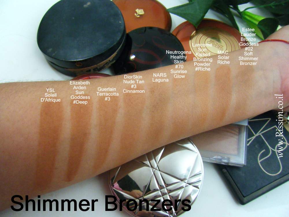 shimmer bronzers swatches 