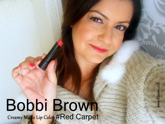 Bobbi Brown creamy matte lip color #Red Carpet on lips2