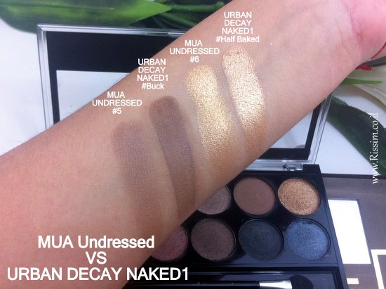mua undressed palette VS Urban Decay NAKED swatches