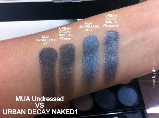 mua undressed palette VS Urban Decay NAKED swatches