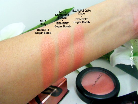peach coral cream blushes with benefit sugar bomb swatches 1